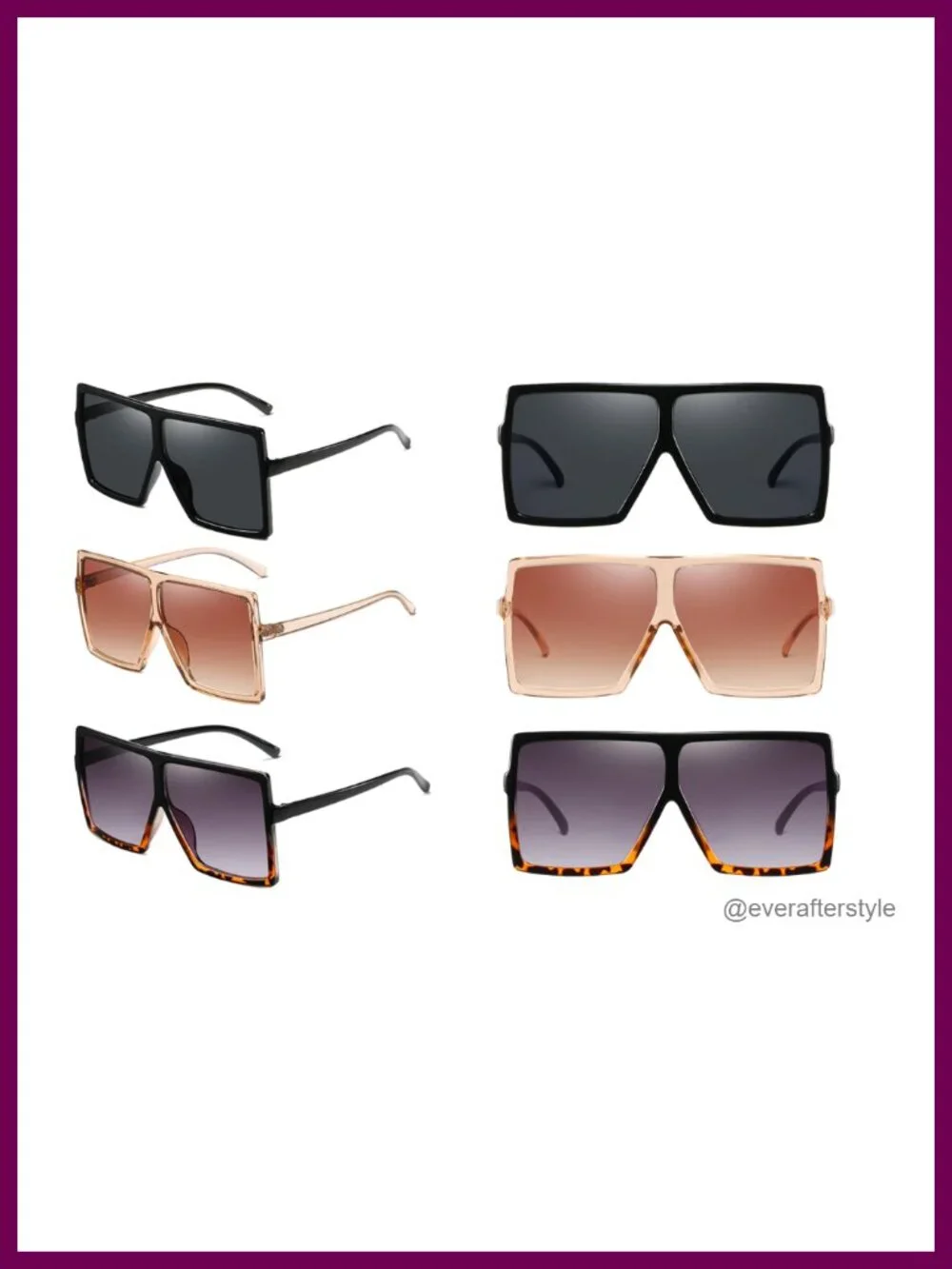 Retro Square Sunglasses for Women Men Large Frame UV400